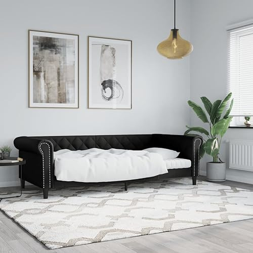 Emmtore Sofá Cama sin colchón Cuero sintético Negro 90x190 cm