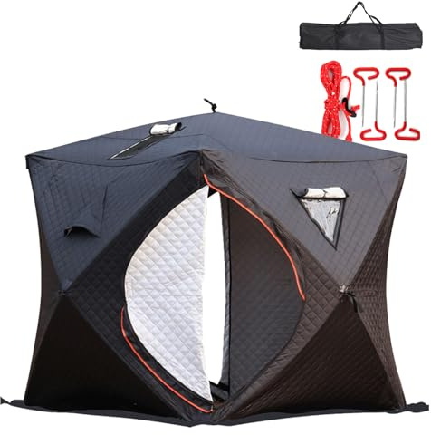 VNATWGOO Tenda Sauna da Esterno, Cabina Sauna Isolata Portatile 180x180x210cm, Impermeabile a Neve Wind Calda con Foro per Camino per Casa, Giardino, Campeggio