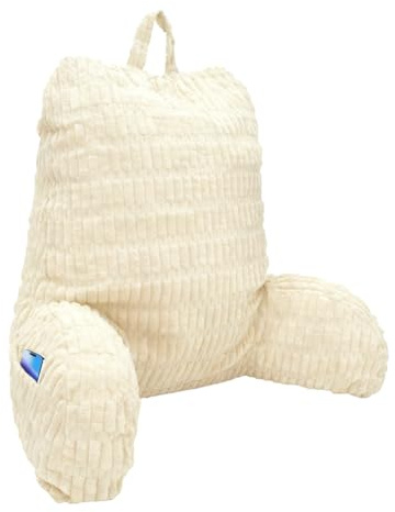CEWROM Almohada Lectura Cama,Cojín con Respaldo Apoyo Lumbar, 80 * 40 * 55CM, Almohada de Espalda con Soporte para Brazos y Bolsillos,Lavable, Ideal para Trabajar,Leer o Jugar en la Cama/Sofá/Suelo
