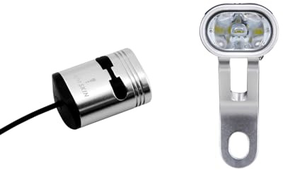 LightSKIN U2E Bicycle E-Bike Front Light, 150 Lumens, StVZO, Ultra-Compact Aluminum Housing, IPX5 Waterproof, Dual Position Bracket for Hub Dynamo Bikes, Compact Bike Light (Polished Silver)