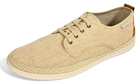 JOMIX Sneakers Uomo Estive Beige Scarpe Casual Basse in Tessuto Traspirante Espadrillas con Lacci per Città Spiaggia Viaggio Tempo Libero Beige 43