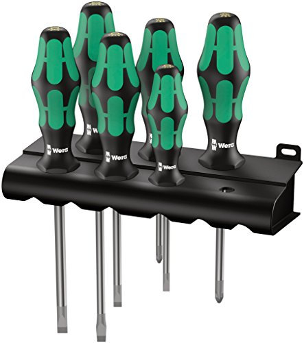 Wera 334/355/6 Kraftform Plus Lasertip screwdriver set with rack, PZ/SL, 6pc, 05105656001