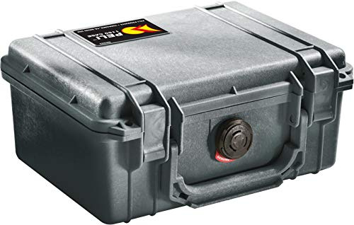 PELI 1150 Maletín para equipos de fotografía y vídeo como cámaras, flashes, lentes, filtros, baterías y más, IP67 estanco, 3L de capacidad, fabricado en EE.UU., sin espuma, color negro