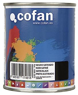 Cofan Esmalte Sintético | Color Negro Satinado | Envase de 125 ml, 375 ml, 750 ml o 4 L