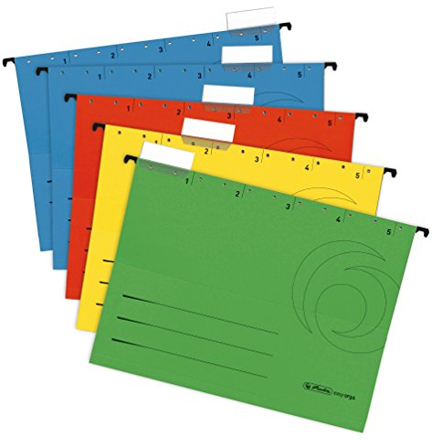 20er Set Herlitz 5874656 Hängemappe A4 UniReg farbig sortiert zu 5er im Polybeutel Kraftkarton, 230 g/qm (Hängemappe | 20er Set, sortiert)