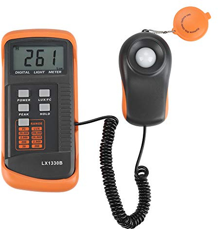 Walfront Light Meter for Plants Lux Meter Meter 0-200,000 Digital Luxmeter LX1330B LCD Display Illuminance Luminometer Lux and FC Switchable