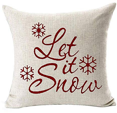 Uteruik Let It Snow Kissenbezug, Motiv: schöne Schneeflocken, aus Flachs, 45 x 45 cm, 1 Stück