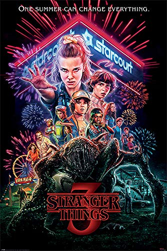Stranger Things Poster Season 3 Summer of 85 (61cm x 91,5cm) + 2 St. transparente Posterleisten mit Aufhängung
