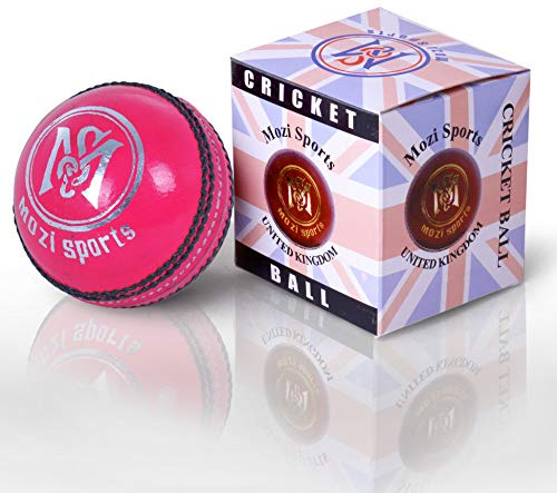 Mozi Sports® Palla da cricket in pelle, cucita a mano, di qualità, peso 155,9 g, colore: rosa