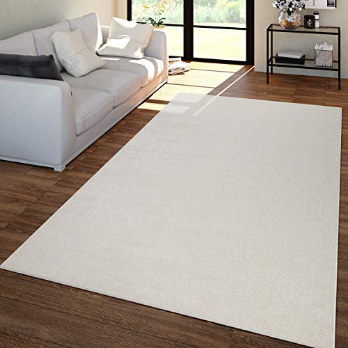 TT Home Wohnzimmer Teppich Kurzflor Unifarbendes Design Modern Und Zeitlos, Farbe: Creme, Größe:160x220 cm