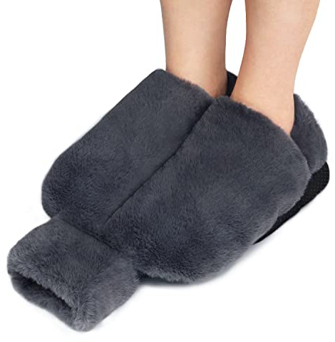 Tgkoddo Fußwärmer Ohne Strom, 2L Groß Wärmflasche füße, 2 in 1 Fußwärmflasche für Damen/Herren/Erwachsene, Super Weich und Warm Fußheizung Pads für die Kalte Füße im Winter (Grau,40x36cm)