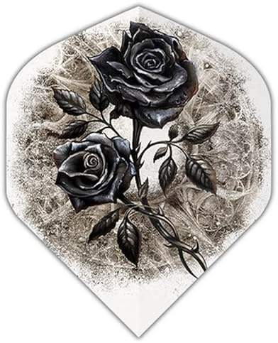 US Darts 3 Sets (9 Flights) Alchemy Dies IRAE (Black Rose) Standard Dart Flights - Ex-Tough (100 Micron)