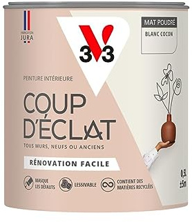 V33 Peinture murale intérieure Coup d'Éclat® Blanc cocon Mat Poudré 0,5L