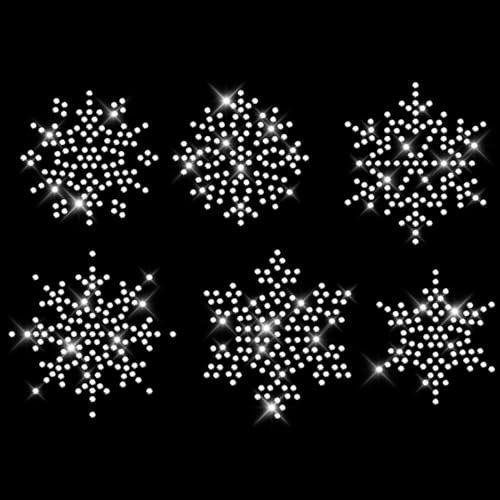 Glitzerdeals Glitterdeals quadro termoadesivo strass fiocchi di neve cristallo set da 6 strass motivo da stirare fiocchi di neve motivo termoadesivo motivo invernale strass fiocchi di neve termoadesiv