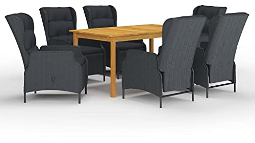 KTHLBRH Set di mobili da giardino per terrazze, mobili da balcone, 7 pezzi, grigio scuro
