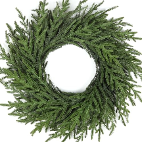 Artgar 26 Inch Pine Wreath - Christmas Wreaths for Front Door - Real Touch Pine Wreath - Large Artificial Green Wreaths for Walls Windows Porches Farmhouse Indoor Outdoor Home Decor