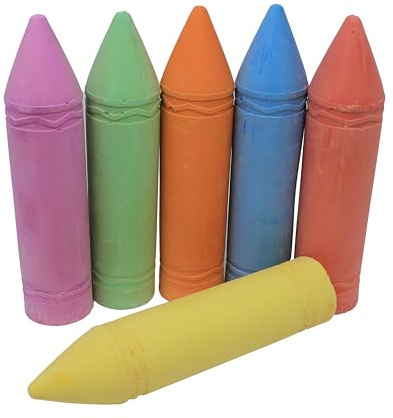 Bright Ideas PK06 19cm Assorted Giant Chalk Sticks, Playground Chalk for Children, Washable Sidewalk, Pavement, Blackboard Chalk. BI8302.