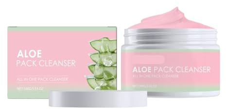 Aloe Vera Soothing Facial Cleanser - Gentle Cleans Pores/Dead Skin, Removes Dirt/Makeup/Sunscreen, Leaves Clean & Smooth(2PCS)