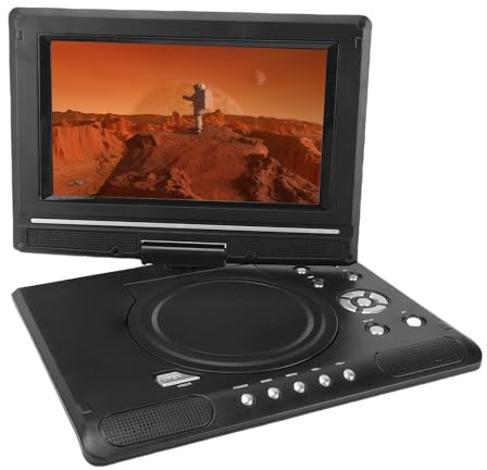Bewinner TV Portatile da 9,8 Pollici Lettore DVD Combinato, Sintonizzatore TV Digitale ATSC, Schermo Girevole, Telecomando Ingresso USB Uscita AV Riproduzione Multiformato Intrattenimento (EU)