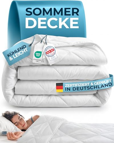 Glückstoff® Sommerdecke 135x200cm [Zertifiziert IN Deutschland] - Sommer Bettdecke mit 100% Öko-Tex Füllung - Sommerbettdecke Leicht - Dünne & Kühlende Decke - Summer Blanket - Leichte Schlafdecke