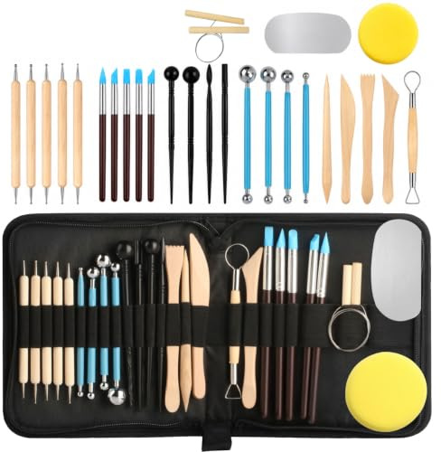 27 st. modeliseringsverktygssats, modelleringsverktyg, polymerlerverktyg, skulpteringskrukväxt-set, keramisk konstnär, pottery verktyg för lertillbehör, keramik-set modelieringsverktygsset med