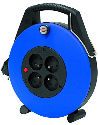 Brennenstuhl Enrouleur de câble domestique Confort-Line 10m, Fabrication Française 1102731 Noir/Bleu