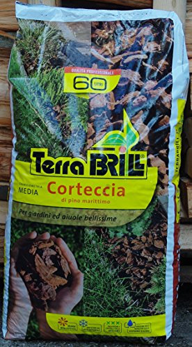 BRILL Corteccia Decorativa per AIUOLE di GRANULOMETRIA Media (10-25 MM) in Sacco da 60 Litri