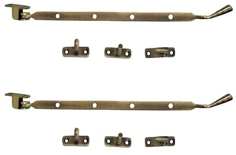 Adonai Hardware 13 Jerahmeel Solid Brass Heavy Duty Window Latch Lock Casement Stay, Easy to Install, Window Hardware Accessories Fittings (Supplied as 2 Pieces per Pack) - Antique Brass