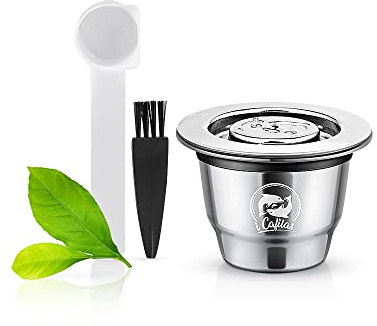 i Cafilas Acier Inoxydable Capsule Espresso Crema Café Rechargeable Réutilisable Pour Machine À Café Nepreso + 1 Cuillère + 1 Pinceau (Crema Version)