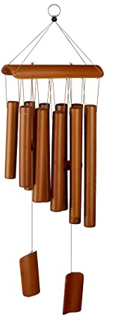 Relaxdays Bambus Windspiel, angenehmer Klang, Balkon & Garten, Klangspiel zum Aufhängen, HxB: 58,5 x 18,5 cm, Natur