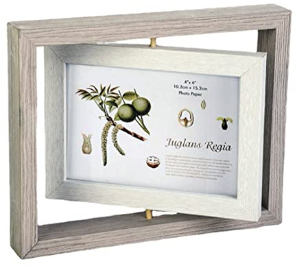JOSON Rotating Photo Frame, Antique Rotating DIY Desktop Floating Photo Frame (4x6) (grey)