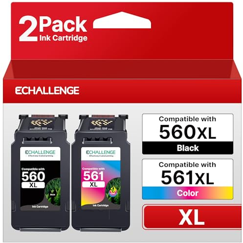ECHALLENGE PG-560XL CL-561XL für Canon 560 561 patronen druckerpatronen Multipack Tintenpatrone für Canon 560XL 561XL für Pixma TS5350 TS5351 TS5352 TS5353 TS7450 TS7451 (Schwarz, Farbe, 2er-Pack