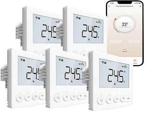 Qiumi Thermostat WiFi intelligent pour chauffage par le sol électrique travail avec Alexa Google Home, 16A 95~245VAC