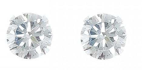 ENTREPLATA Par Pendientes de Plata de Ley 925 Unisex Dos Circonitas Brillante Blanca Talla Diamante Zirconio Redondo Alta Luminosidad Joya Hipoalergénica Certificada 6 mm.