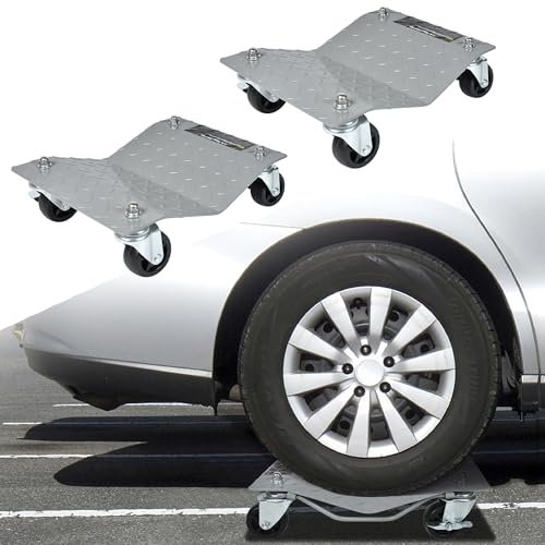 XMTECH 2 unidades de ayudas para maniobrar coches de 1000 kg con ruedas giratorias de doble rodamiento, gato hidráulico, gato hidráulico para coches, camiones, tractores, plataforma de neumáticos