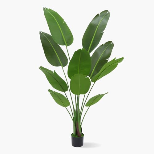 PlusFive Künstliche Paradiesvogel Pflanze 160cm,Bananenbaum Kunstpflanze Groß,Künstliche Bananenpflanze,Strelitzie Pflanze,Kunstpalme,Fake Plant,Kunstpflanze Balkon,Haus Deko,Indoor Outdoor Dekoration