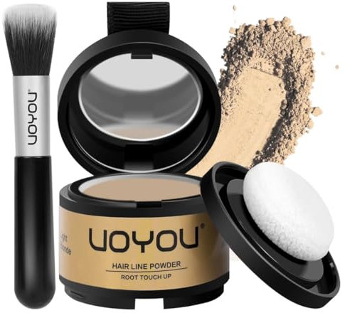 Hairline Powder Light Blonde Root Touch Up, Instantly Conceals Hair Loss, Gray Root Cover Up Powder for Thinning Hair Men & Women, Water & Sweat Resistant, Includes Brush (Light Blonde)