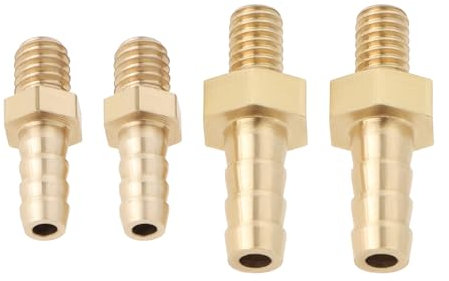 LT Easiyl Lot de 4 raccords métriques en laiton M4 x 0,7-3 mm et M4 x 0,7-4 mm pour tuyau d'étang, adaptateur de tuyau de piscine, raccord fileté mâle, doré