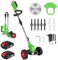 Debroussailleuse Electrique sans Fil 21V, Coupe Bordure sans Fil avec 2 Batterie et 3 Types De Lames, roulettes Amovibles, Réglable en Hauteur, Pliable Débroussailleuse à Batterie pour Jardin Élagage