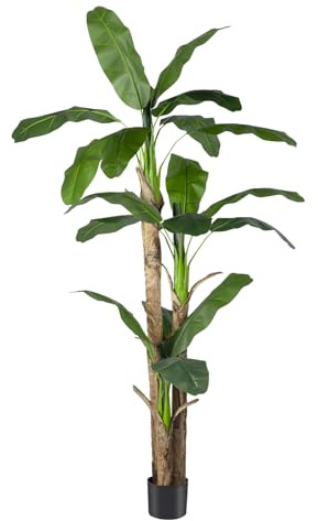 Artificial Banana Tree Faux Tall Plant Fake Banana Leaf Plant Banana Silk Tree Faux Banana Leaves for Home Swimming Pool Indoor Outdoor Patio Tropical Decor
