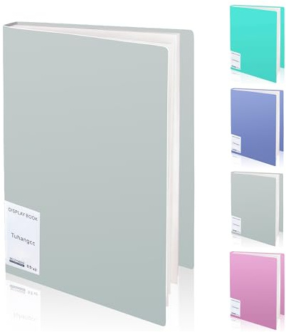 Tuhangcc Binder with Plastic Sleeves 30-Pocket with Clear Sheet Protectors 8.5X11, Heavy Duty Art Portfolio Folder, Presentation Book Display 60 Pages of Document Organizer(Space Gray)