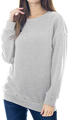 Smallshow Felpa per Allattamento in Lana Top per Allattamento con Maniche Lunghe Light Grey M