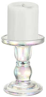 sourcing map Portavelas de cristal de 11 cm para velas cónicas/columnas, candelabros para candelabros de té, candelabros para boda, centro de mesa, decoración del hogar, colorido