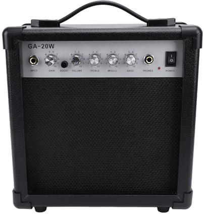 CHICIRIS E-Gitarrenverstärker, Tragbarer 20-W-Übungsverstärker mit 6-Zoll-Lautsprecher und Klangreglern, für Live-Streaming Im Freien und Kleine Veranstaltungsorte (EU-Stecker 220 V)