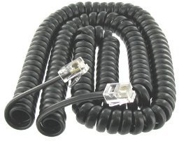 Dark Grey Coiled Telephone Phone Handset Cable Cord, Coiled Length 20 feet