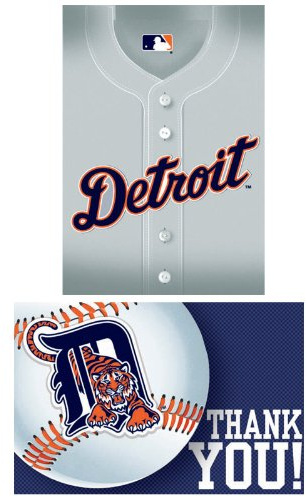 Detroit Tigers Invitation & Thank You Card Set (3.88 x 5.63) - Premium Multicolor Cardstock & Eye-catching Designs, Perfect For Game Day Celebrations & Themed Parties - Pack Of 16