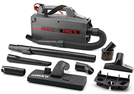 Oreck Commercial XL Pro 5 Super Compact Canister Vacuum Cleaner, Lightweight Bagged Canister Vac with Attachments, Portable, Extended Cleaning Reach, Corded Vacuum Cleaners for Commercial Use