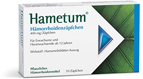 Hametum Hämorrhoiden Zäpfchen | 10 Stück | pflanzliches Arzneimittel mit Hamamelis | wirkt entzündungshemmend | lindert so Jucken & Brennen gegen anfängliche Hämorrhoiden Beschwerden | für die Nacht