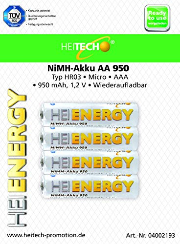 Heitech 04002193 HR03 NiMh AAA Batteries 950 mAh