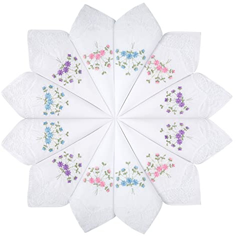 Selected Hanky Women's Cotton Handkerchiefs for Wedding, Assorted Floral